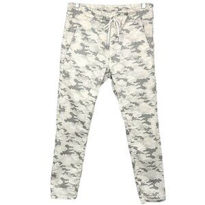 Bevy Flog Shely Jogger Pants White Silver Camo Drawstring Cotton Blend Size 28